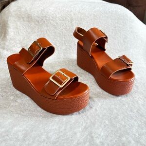 Brown Platform Wedge Sandals